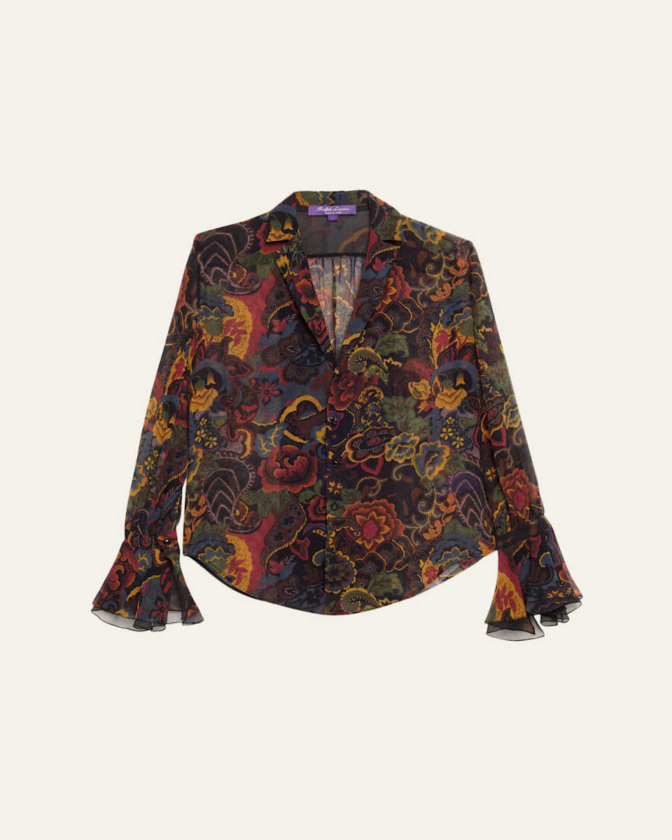 Jolie Ruffle Crinkle Chiffon Blouse